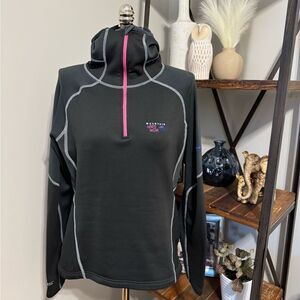 Mountain Hardwear Polartec Power Stretch Black Neon Womens LRG 1/4 Zip Pullover